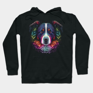 Border Collie Watercolor Painting Portrait Art Hoodie